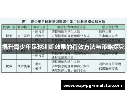 提升青少年足球训练效果的有效方法与策略探究