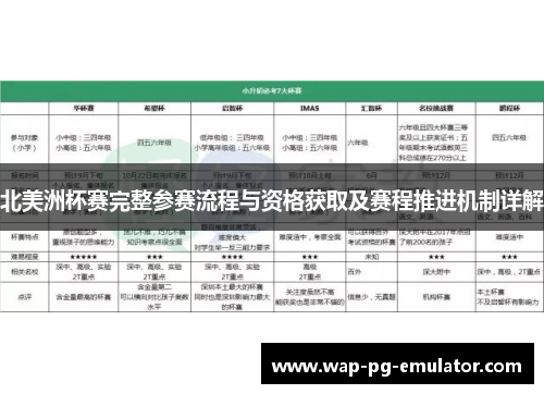北美洲杯赛完整参赛流程与资格获取及赛程推进机制详解 北美洲杯赛完整参赛流程与资格获取及赛程推进机制详解
